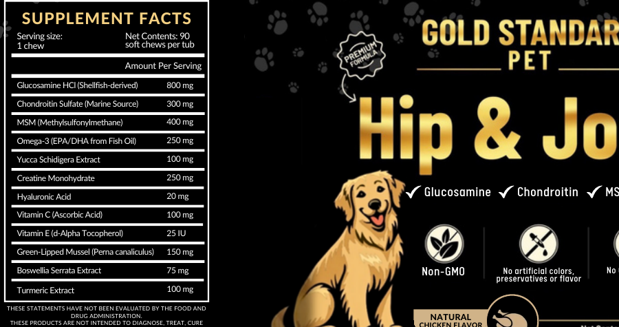 Gold Standard Pet supplement facts panel